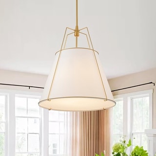 Mid Century 4-Light Conical Fabric Shade Lantern Pendant Ambient Light