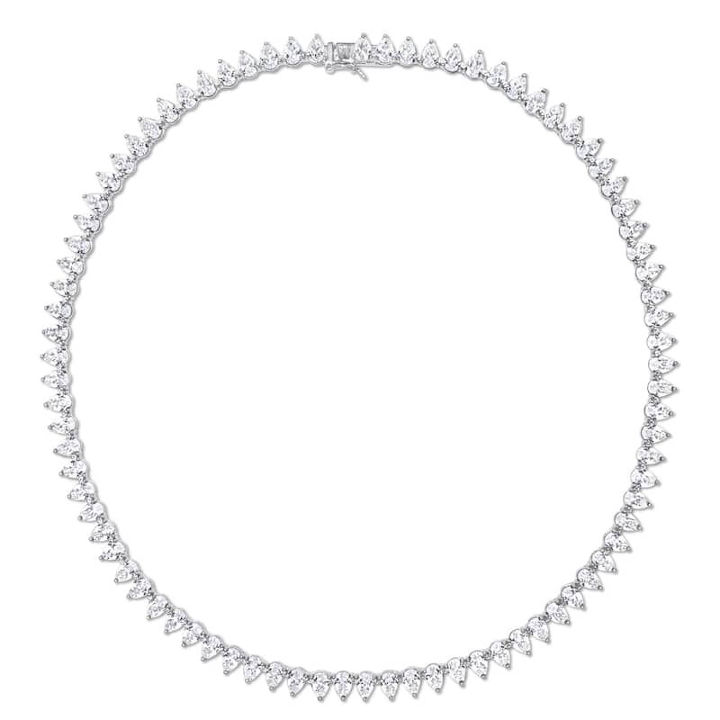 Miadora Created White Sapphire Teardrop Necklace in Sterling Silver