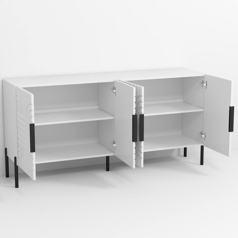 Chic Elegance 63-Inch White TV Stand - Fits Up to 65" TV - 63" in Width