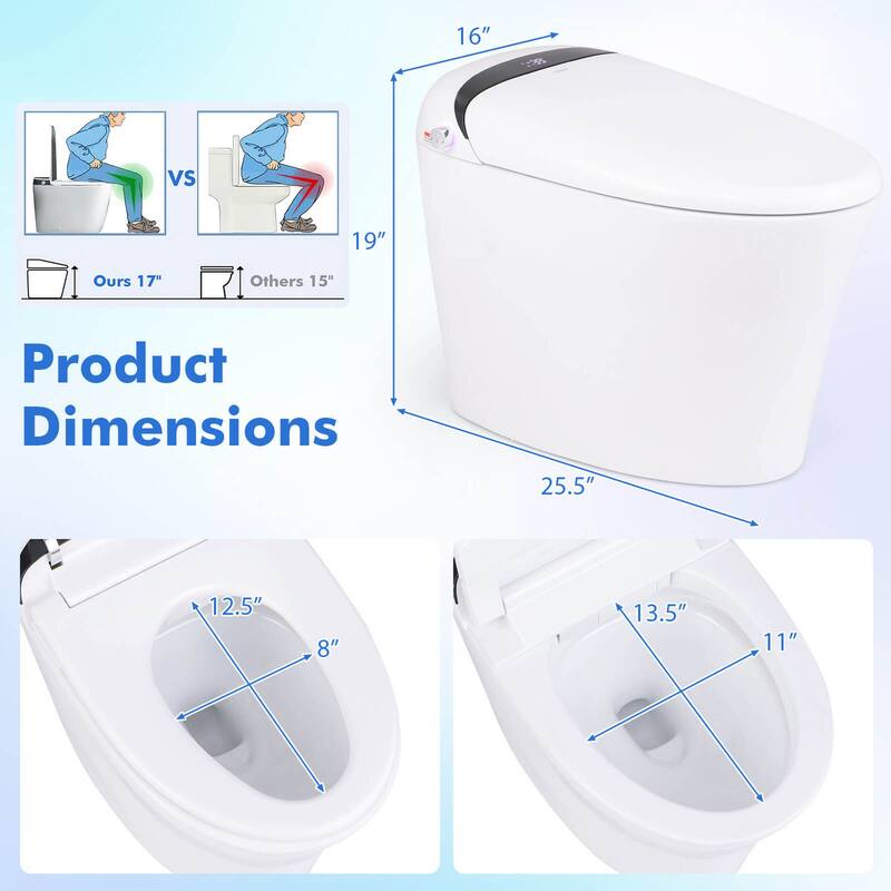 Costway Smart Toilet with LED Display Adjustable Heated Seat Dryer - See Details