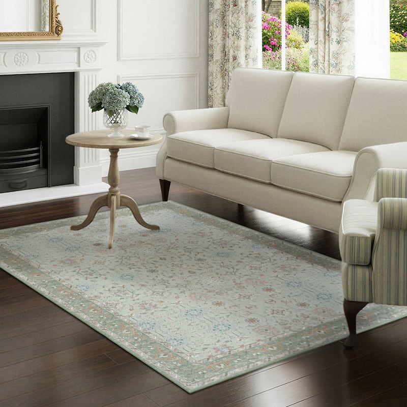 Laura Ashley Imagine Printed Chenille Washable Non-Slip Rugs - 5' x 7' - Sage