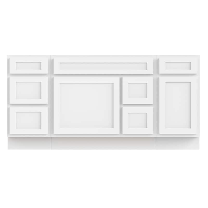 Vanity Art 66" Oak Freestanding Bathroom Vanity Cabinet without Top - White
