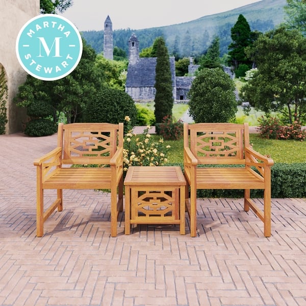 Martha Stewart Beeches 3pc Bistro Set With Natural Wood Look Finish Overstock 31294443