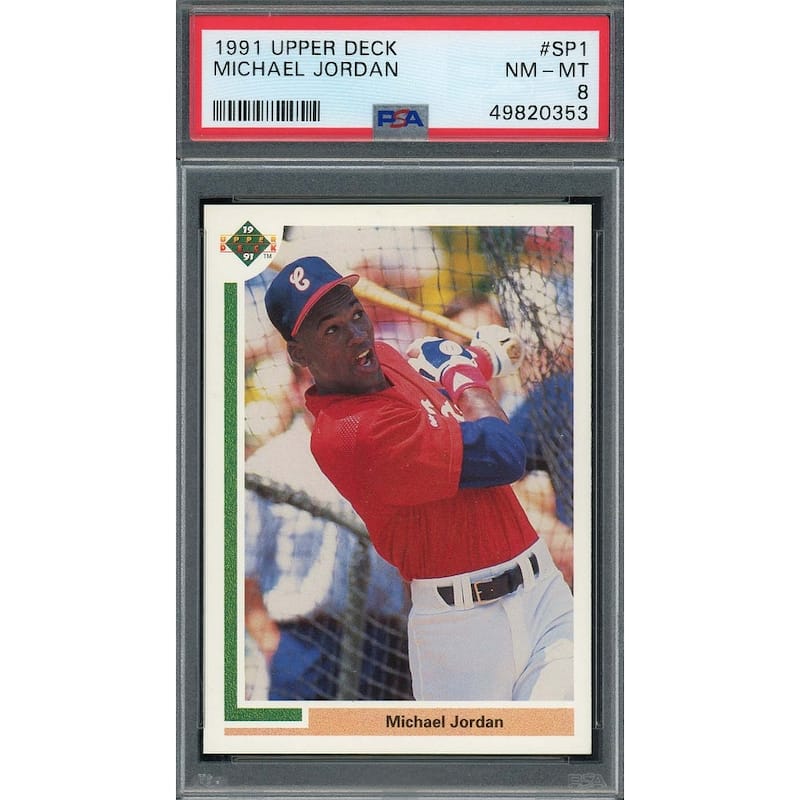 Michael Jordan 1991 Upper Deck Baseball Card #SP1 Graded PSA 8 - 8'6" x 11'6"