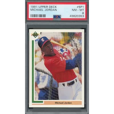 Michael Jordan 1991 Upper Deck Baseball Card #SP1 Graded PSA 8 - 8'6" x 11'6"