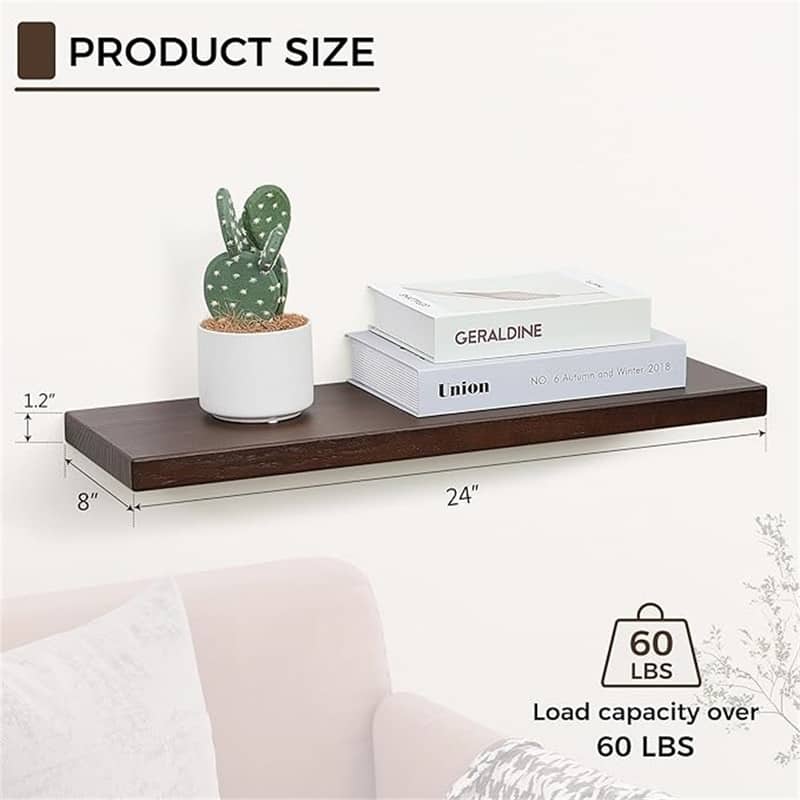 Floating Shelves for Wall 24 Inch - 8"D x 24"W x 1.2"H