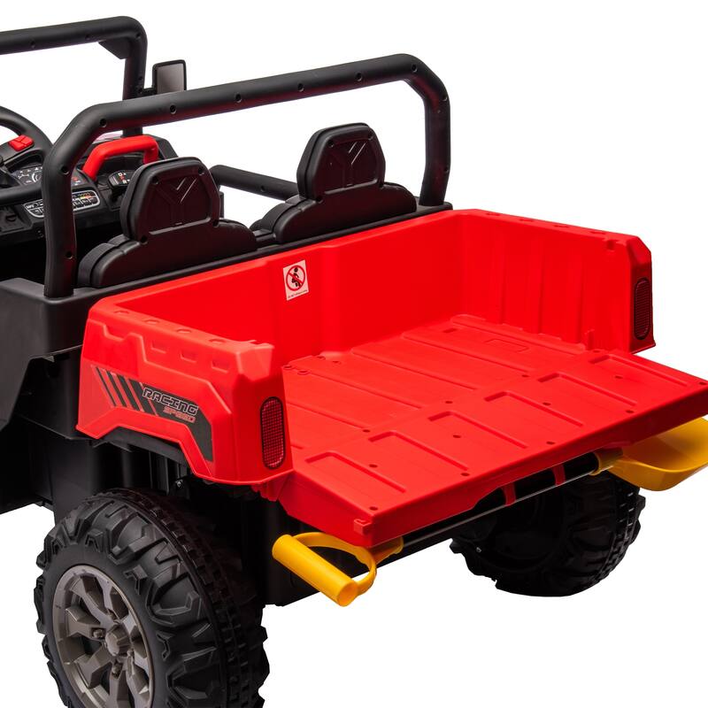 Kids 24V Ride-On Dump Truck with Realistic Shovel, 2 Seater, Remote Control & LED Lights
