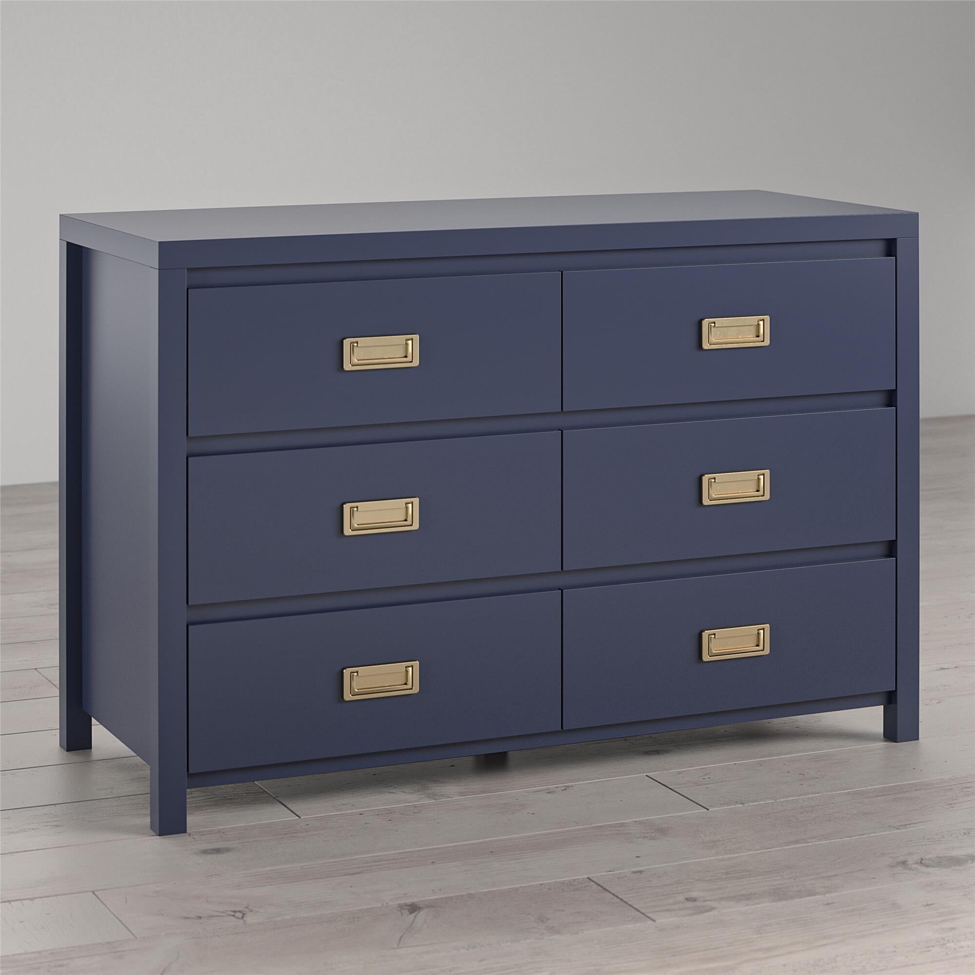 navy blue kids dresser Storkcraft Santos Midnight Blue 6-Drawer 48.13 in. Wide Dresser 03766-15M