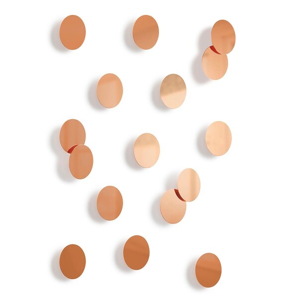 Umbra 1004368 Set of 16 Confetti Steel Circular Wall Decals by Laura Carwardine - Copper