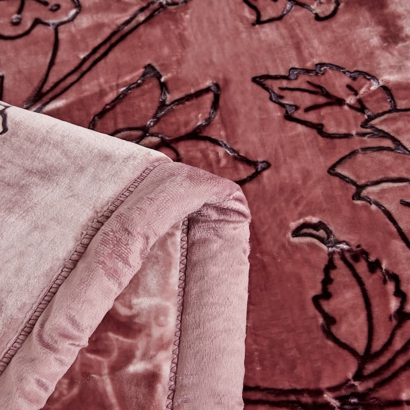 Reversible 10.5 Pounds Plush Fleece Blankets, 2 PLY A&B Design 87" x 95" Bed Blankets for Winter