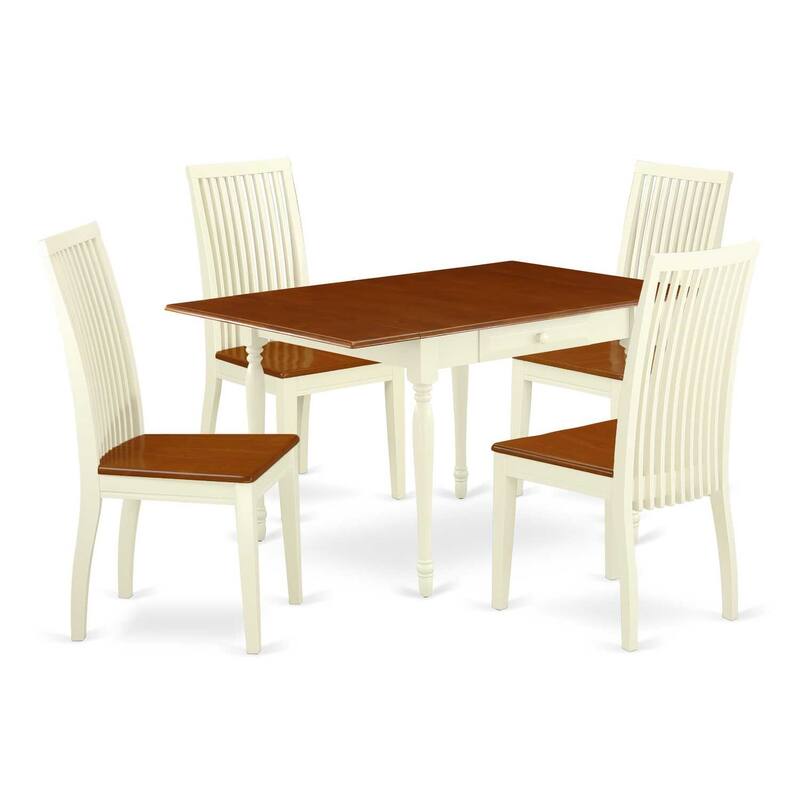 5-Piece Buttermilk and Cherry Solid Wood Top - Dining Room Set - Seats 4