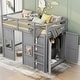 preview thumbnail 1 of 32, Wood Twin Loft Bed with Wardrobe, 2 Windows, No Box Spring, Grey