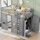 preview thumbnail 20 of 36, Wood Twin Size Loft Bed with Built-In Storage Wardrobe and 2 Windows Gray