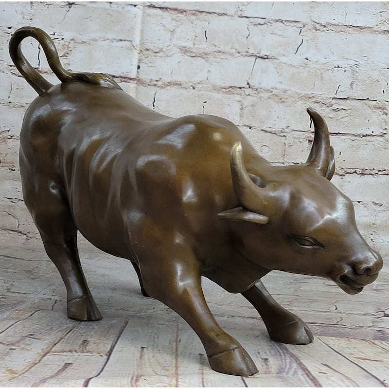 Stock Market Wall Street Bull Hot Cast Bronze Sculpture Statue Figurine Decor