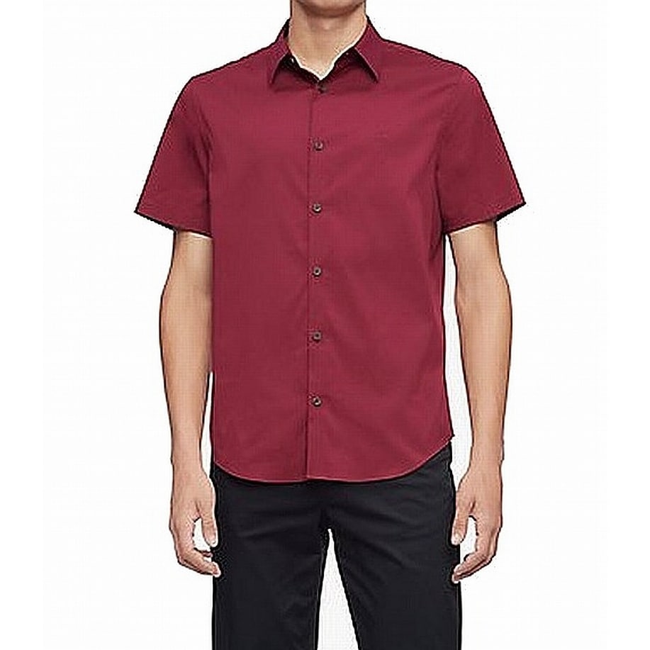 calvin klein men's short sleeve dress shirts