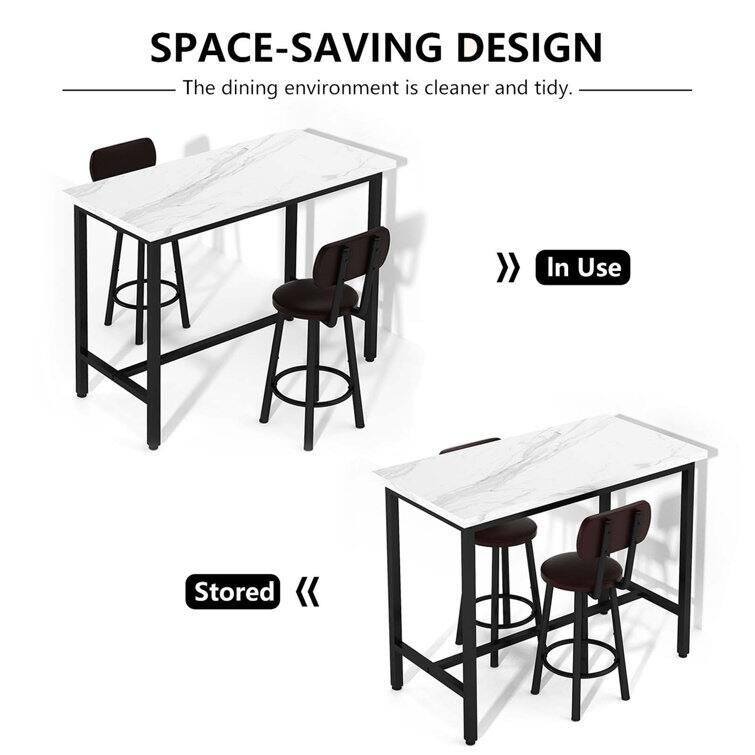3-Piece Kitchen Table and Chairs, Suit for Dining Room, Living Room, Breakfast Nook, Space Saving Set for 2