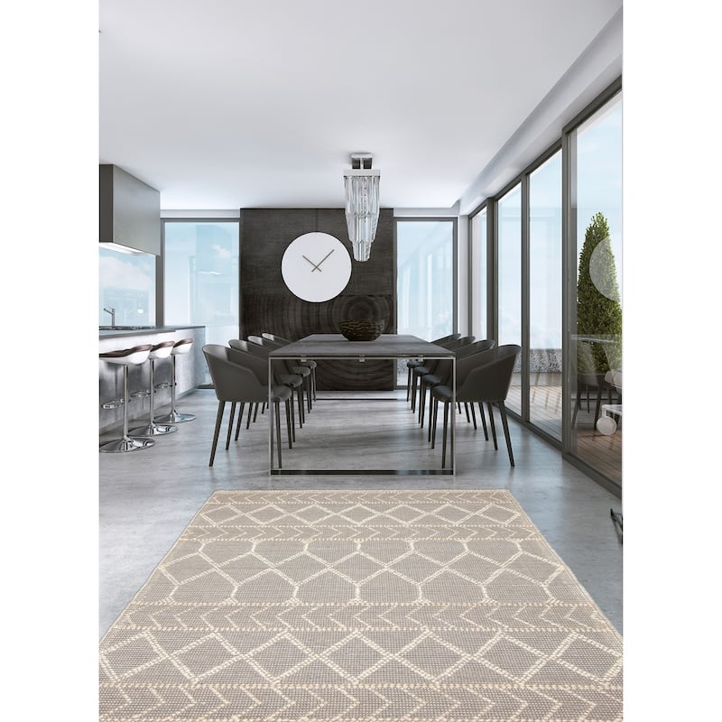 ECARPETGALLERY Braid weave Sienna Grey Wool Rug - 5'1 x 7'11