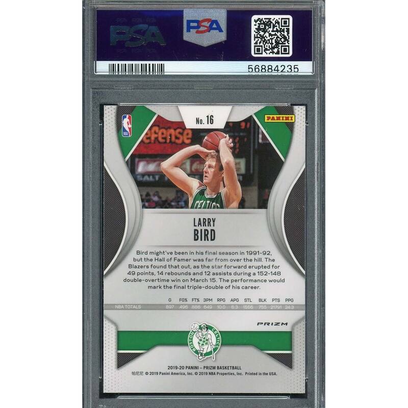 Larry Bird 2019 Panini Green Prizm Basketball Card #16 Graded PSA 10 - 8'6" x 11'6"