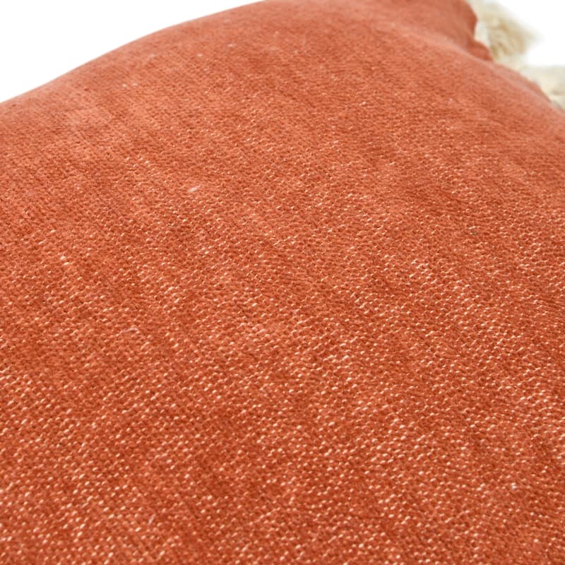 Cotton Chenille Lumbar Pillow with Tassels