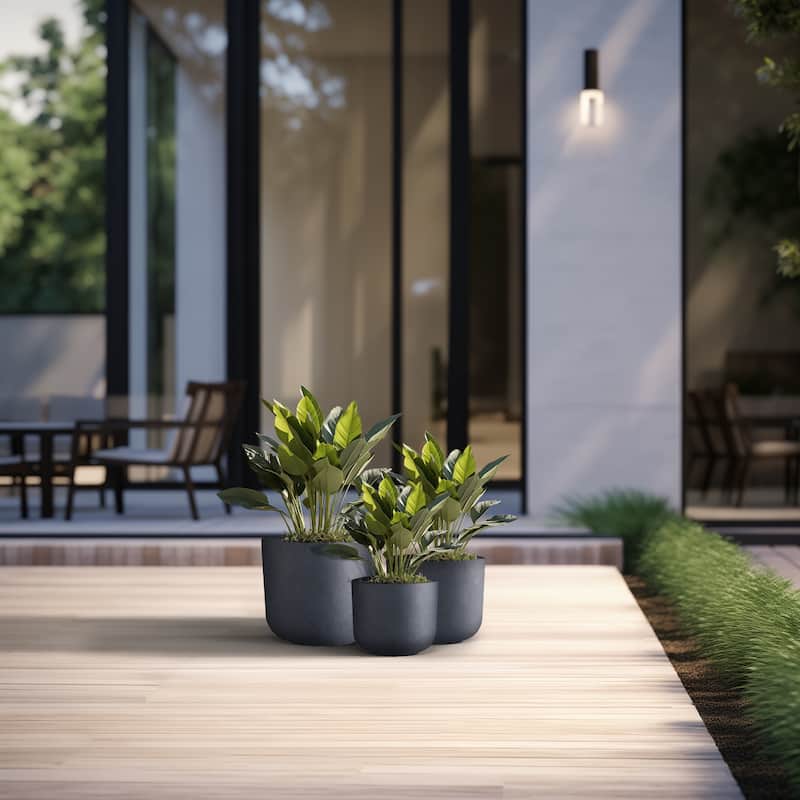 Tall Concrete Round Plant Pots / Large Indoor and Outdoor flower Planters