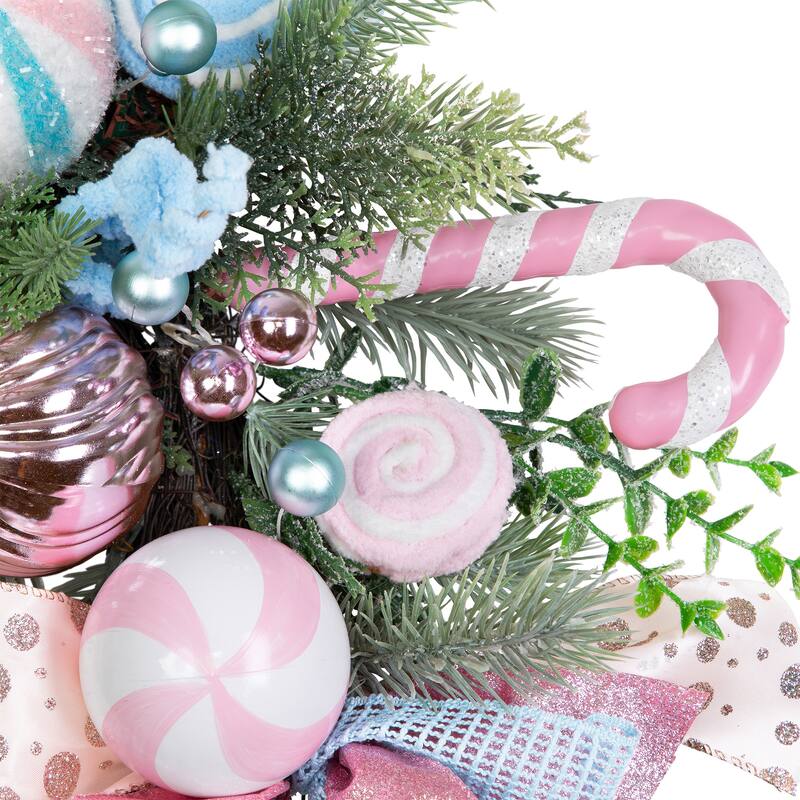 Pastel Nutcracker and Ornaments Artificial Pine Christmas Wreath - 24" - Unlit