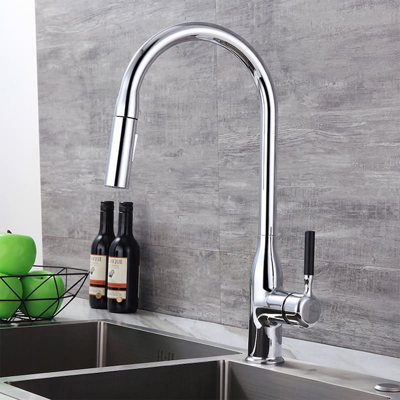 CB HOME Gold/Black/Sliver Kitchen Faucet, 17'' Kitchen Sink Faucet, Faucet for Kitchen Sink with Pull Down Sprayer, Two Function