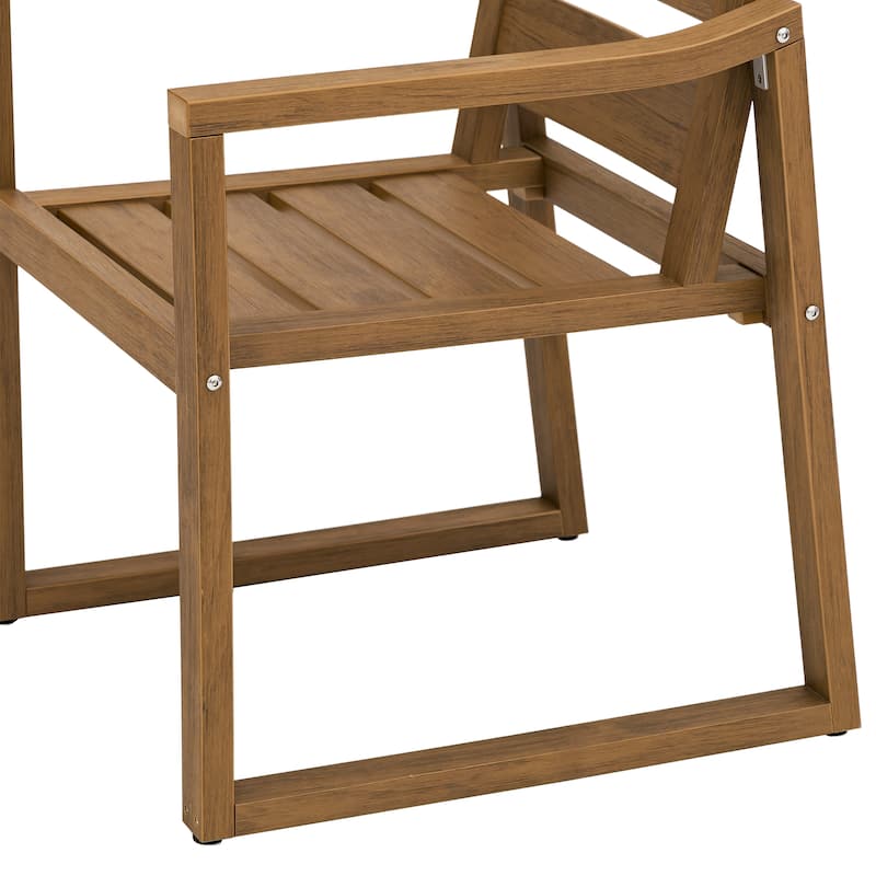 5-Piece HDPS Rectangular Patio Dining Set with Slatted Table Top and outdoor Armchairs - 23.6"D x 24.6"W x 34.6"H