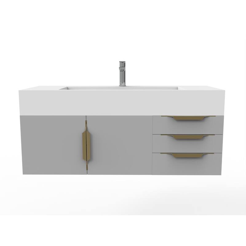 Nile 48" Wall Mounted Bathroom Vanity Set w/ White Top