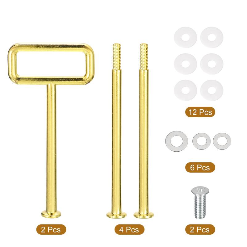 2 Set 3-Tier Cupcake Stand Hardware Fittings for Cake Stand, Square Gold