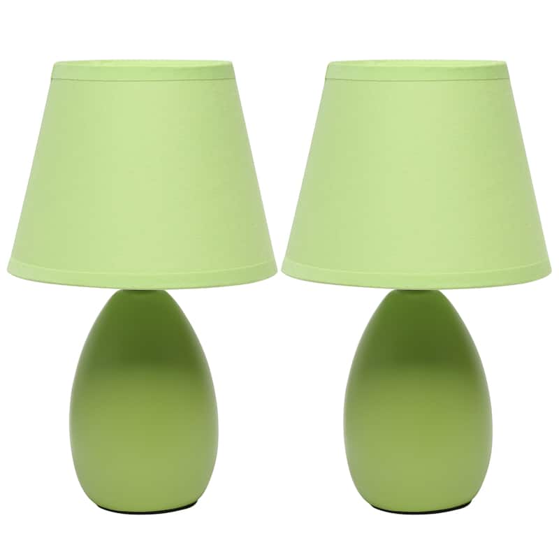 9.45" Petite Oblong Lamp 2 Pack Set w Matching Fabric Shade