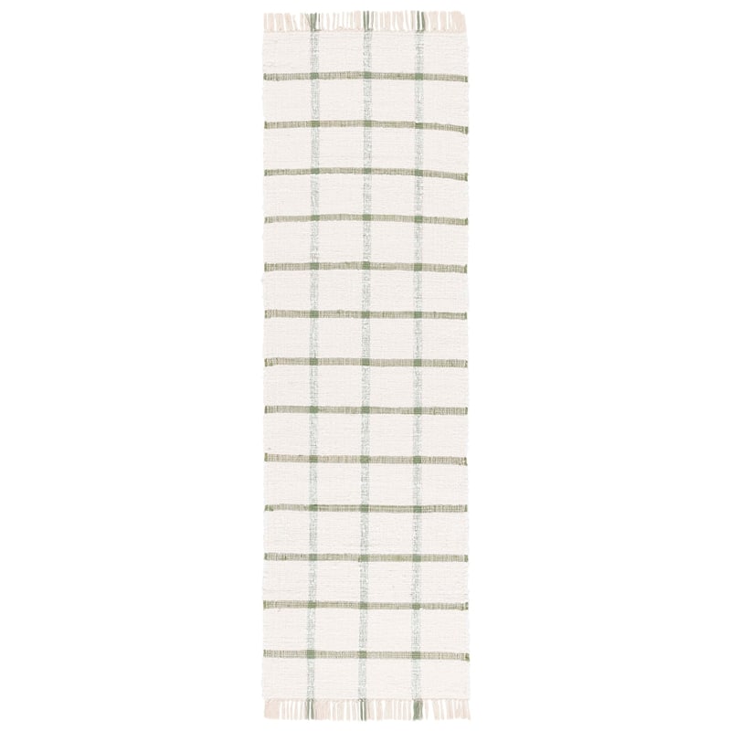 SAFAVIEH Handmade Montauk Espedita Cotton Rug - 2'3" x 8' Runner - Ivory/Green