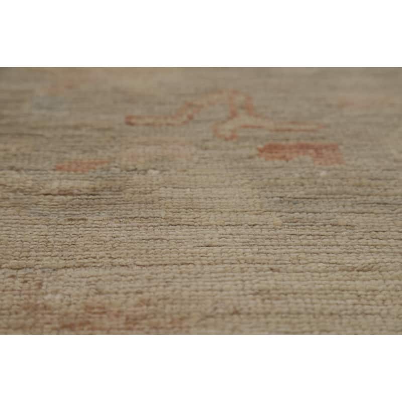 Hand Knotted Oriental 100% Wool Carpet Transitional All-Over Beige & Ivories Oushak Area Rug - 12' 0'' X 9' 2''
