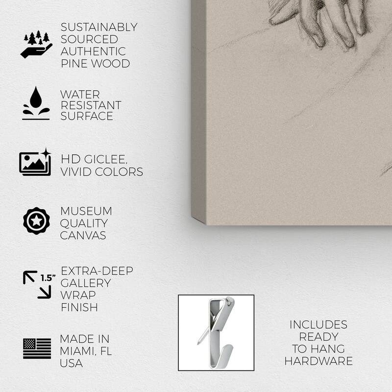 Wynwood Studio Canvas Classic Studies for a Hand in The Godhead Fires Gray and Dark Gray Traditional Wall Art Canvas Print