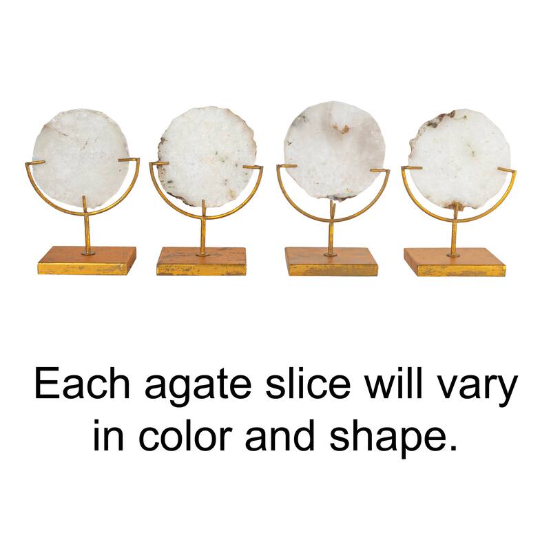 Decorative Agate Stone Slice on Metal Stand