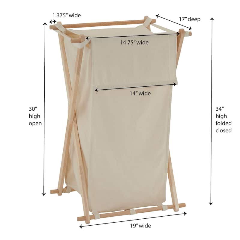 Household Essentials X-Frame Folding Wood Laundry Hamper - 17.0"L x 19.0"W x 30.0"H