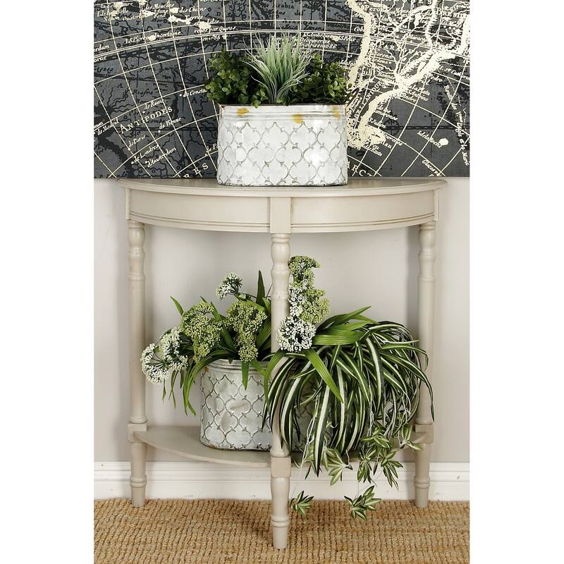 Light Gray Wood Half Moon 1 Shelf Console Table - Light Gray