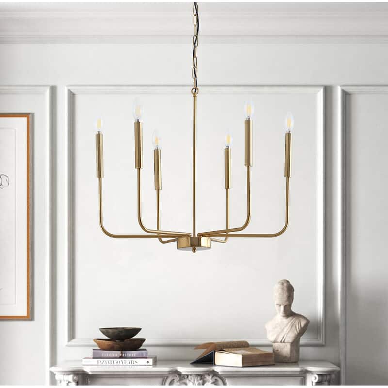 Modern 6-Light Candle Style Kitchen Island Chandelier - Gold