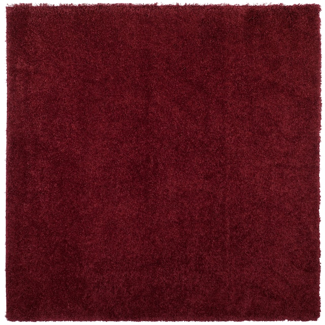 SAFAVIEH Laguna Shag Verdiana Solid Color 2-inch Thick Shag Rug - 6'7" Square - Maroon