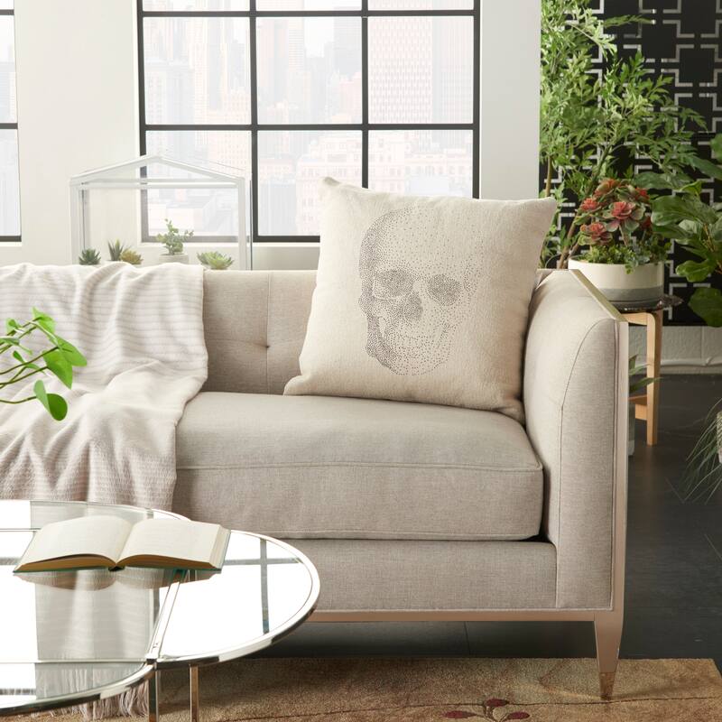 Mina Victory Printed Skull Throw Pillow