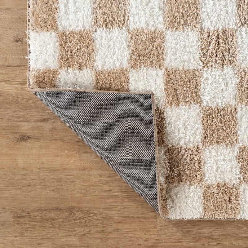 Block Shag Rug - Great for Living Room, Bedroom, or Entryway - Medium Pile, Easy to Clean - Anthracite Dark Gray
