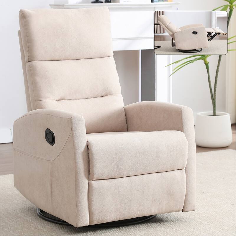 Manual Recliner Chair with Rocker and Swivel,for Living Room Comfort and Relaxation - Beige