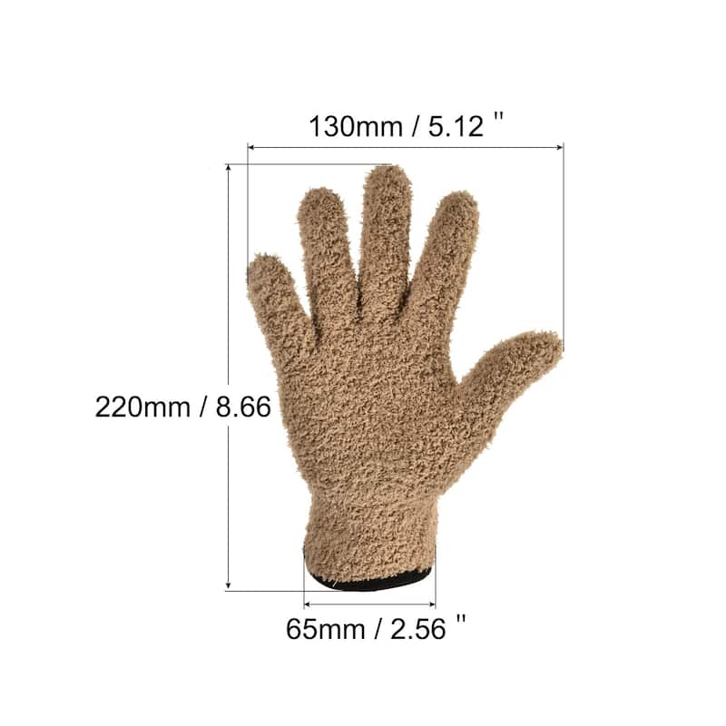 Dusting Cleaning Gloves Microfiber Mittens for Plant Blind Lamp Window - Brown
