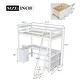 preview thumbnail 3 of 7, Wood Twin Size Loft Bed with Drawers and Storage Shelves, Children Bed Frame with U-Shaped Desk for Bedroom, White