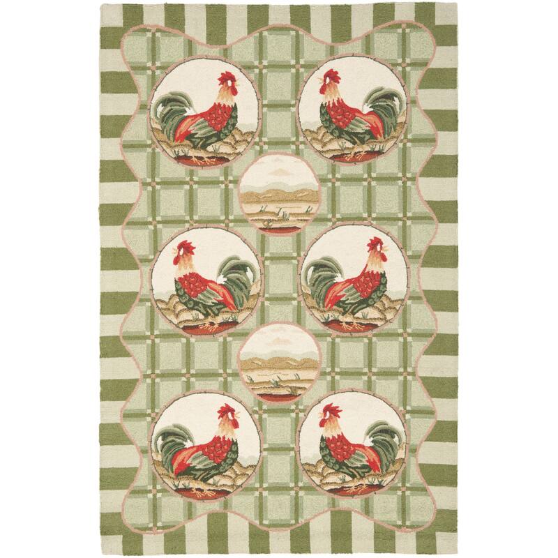 SAFAVIEH Handmade Chelsea Tatyana French Country Wool Rug - 5'3" x 8'3" - Green - Rectangle