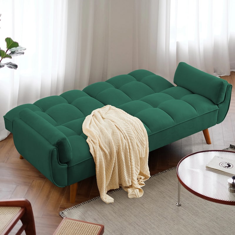Futon Sofa Bed, Convertible Sleeper Couch with Pillows, Foldable Loveseat Furniture for Living Room