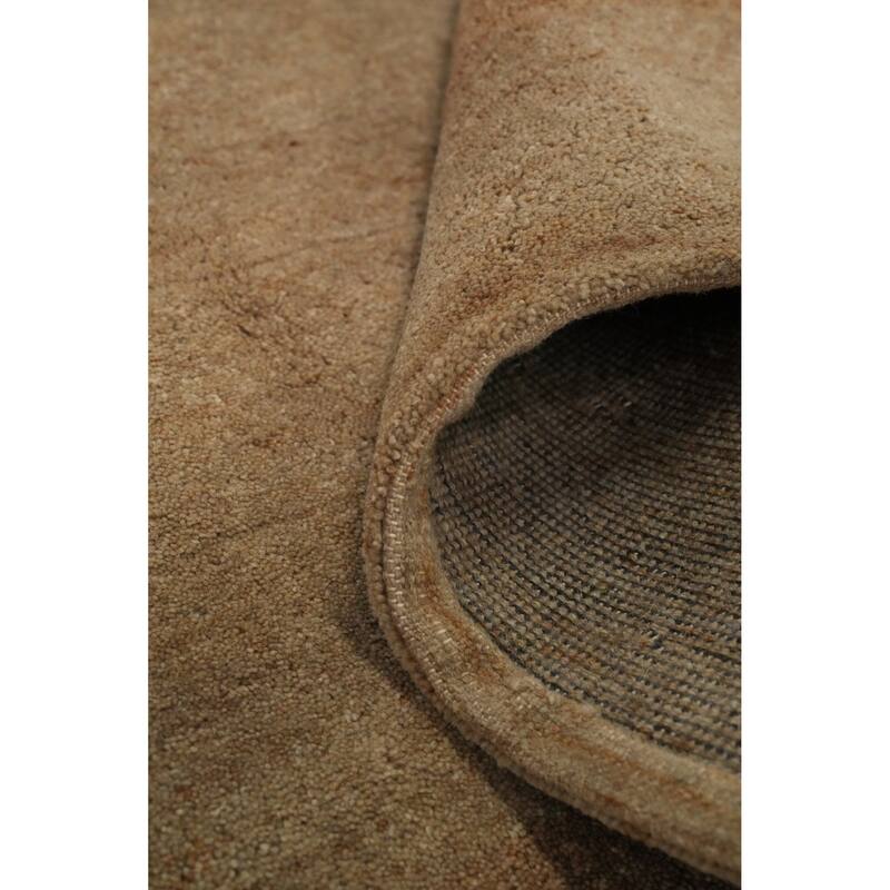 Hand Knotted Oriental 100% Wool Carpet Modern Solid Brown Gabbeh Area Rug - 9' 7'' X 8' 1''