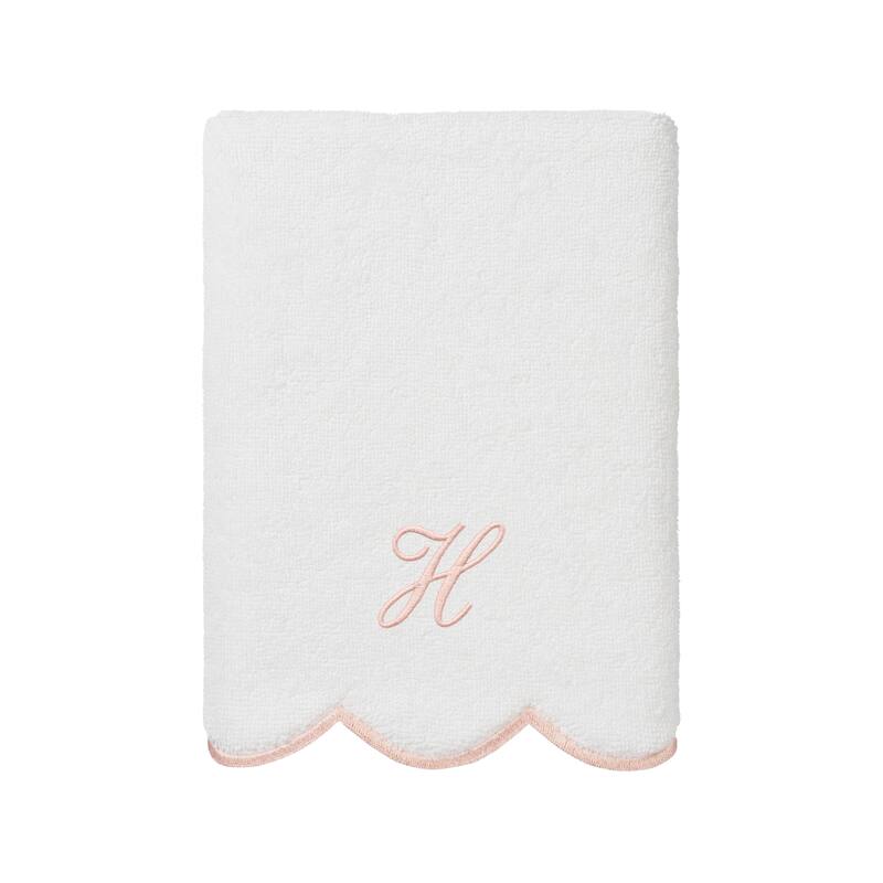 Authentic Hotel and Spa 100% Turkish Cotton Pink ADORNIA Scallop Personalized 3 Piece Towel Set - 3 Piece Set