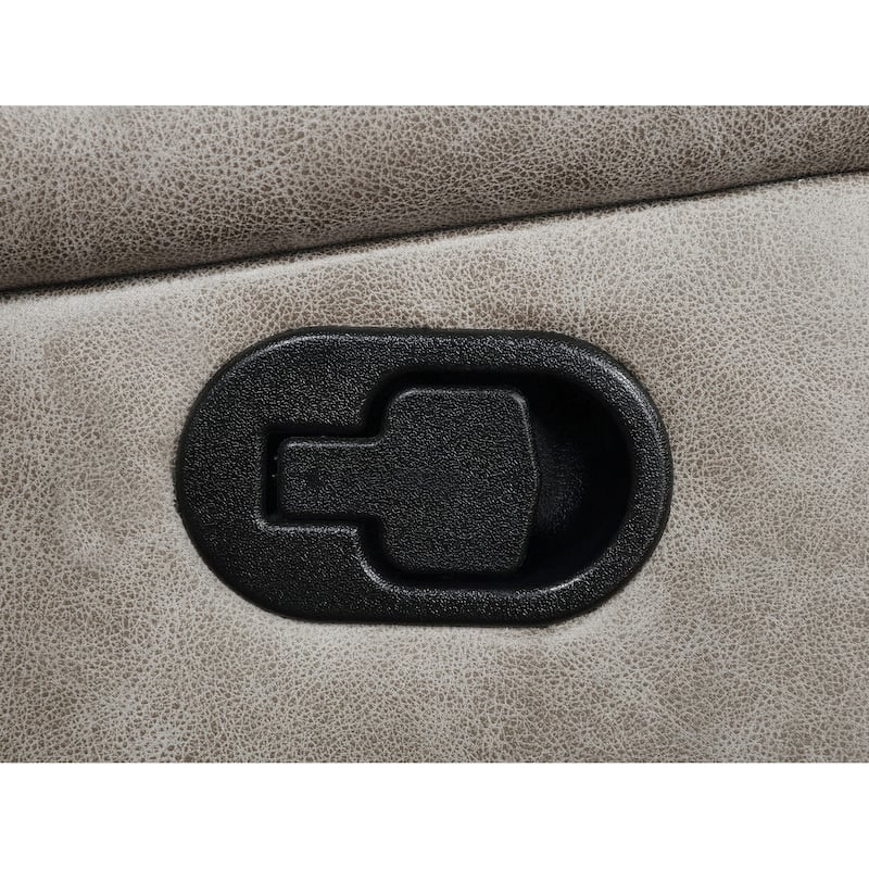Jake 41 Inch Gliding Manual Recliner, Pillowtop, Taupe Brown Faux Leather