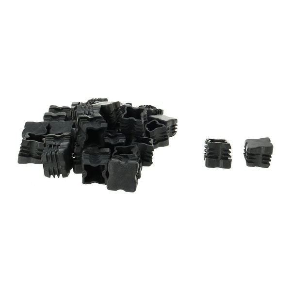 34pcs 25 x 25mm OD Plastic Angled Square Tube Ribbed Inserts End Cover Caps