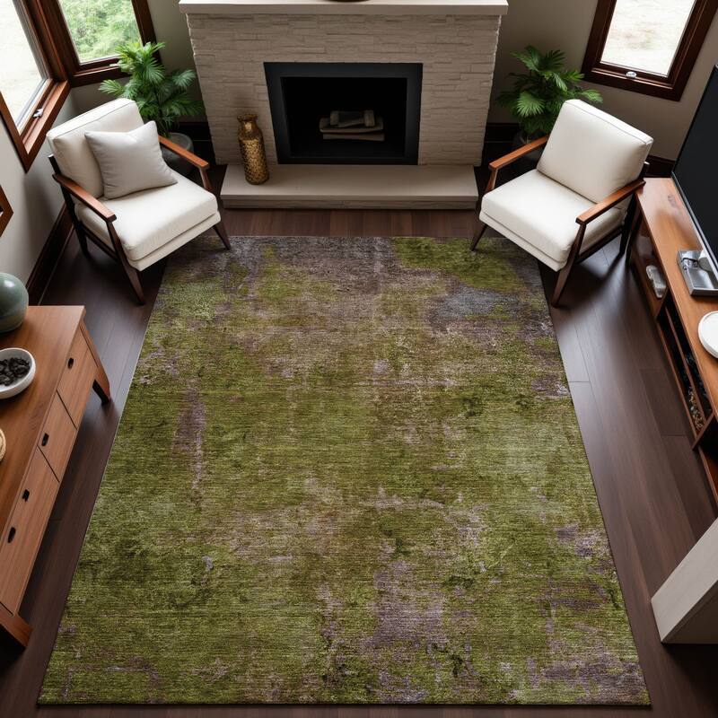 Premium Washable Super Soft Solid Ombre Mayfield Rug - Green - 5' x 7'6"